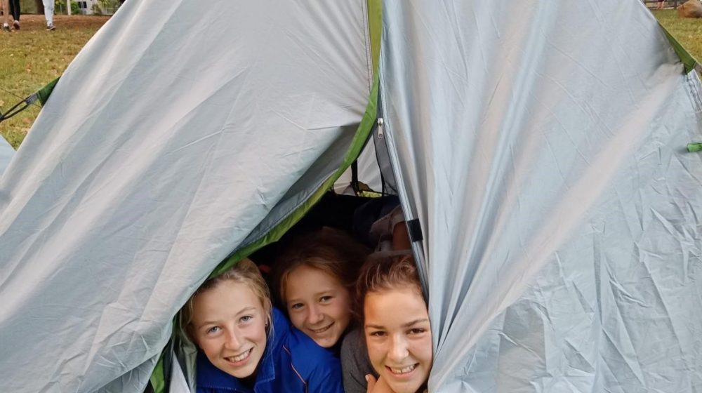 Students in tent