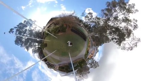 tiny planet view of school campus
