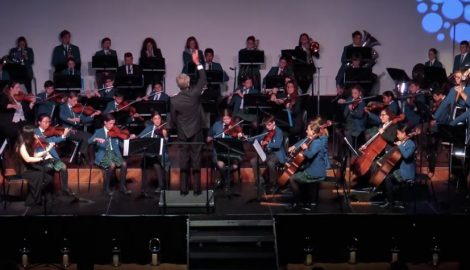 people playing in an orchestra concert